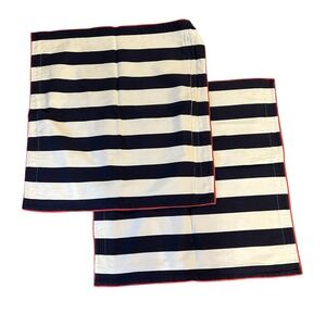 Lauren Ralph Lauren Pillow Cases Navy Blue & White Striped Pair 28" x28"